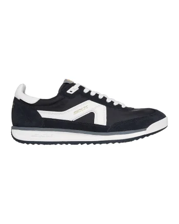 Pantofi sport cu insertii de piele intoarsa SKX 92 Spective, Alb/Negru/Albastru ultramarin