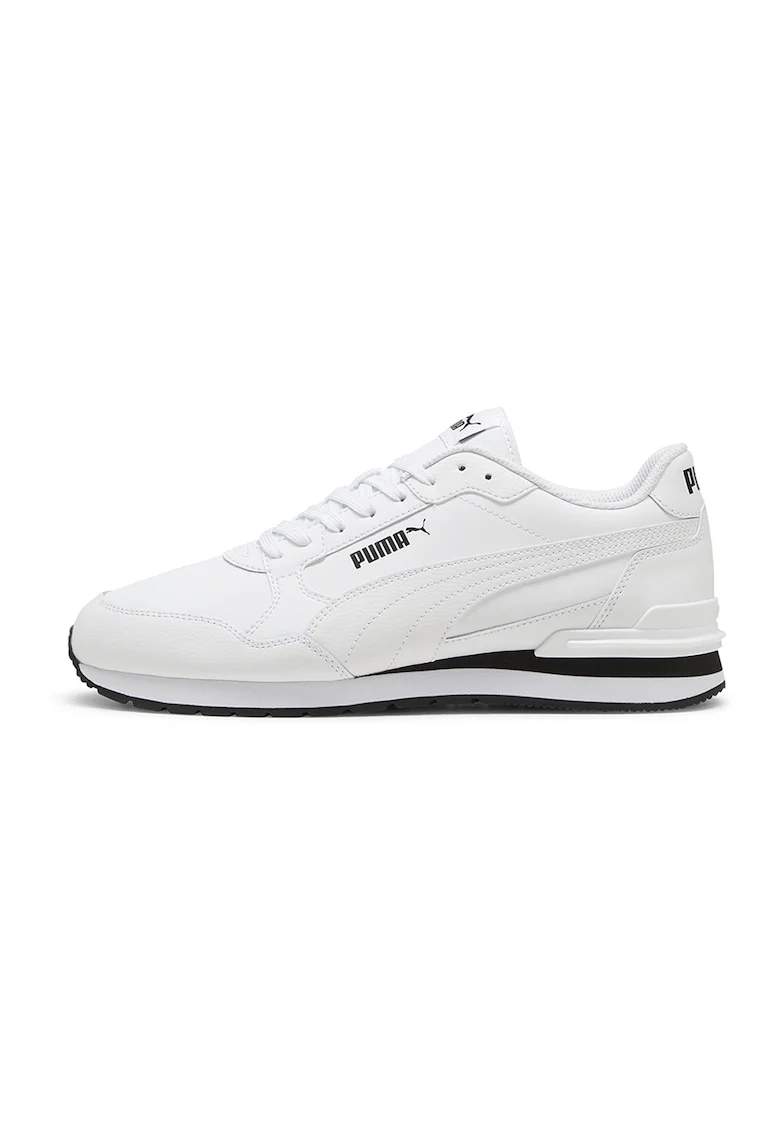 Pantofi sport ST Runner v4 de piele si piele ecologica, Negru/Alb optic