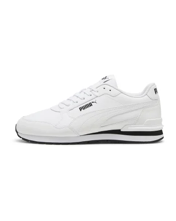 Pantofi sport ST Runner v4 de piele si piele ecologica, Negru/Alb optic