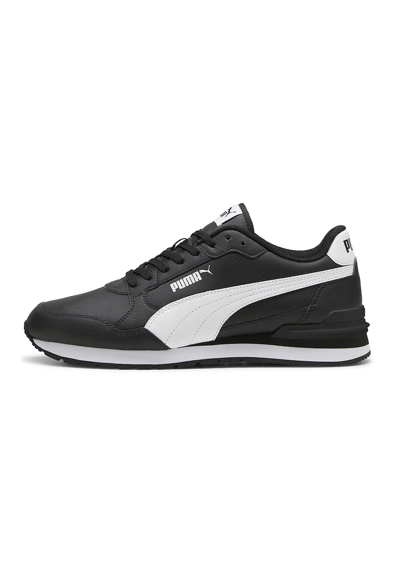 Pantofi sport ST Runner v4 de piele si piele ecologica, Negru stins/Alb murdar