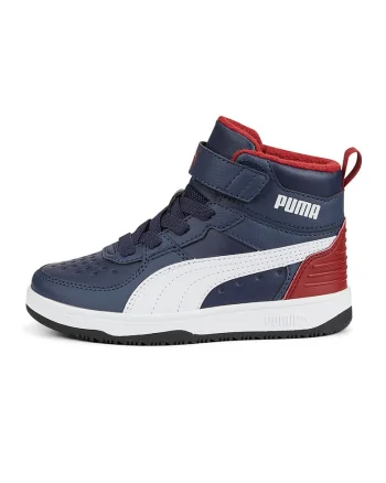 Pantofi sport mid-high de piele ecologica Rebound Rugged, Rosu/Alb/Albastru inchis