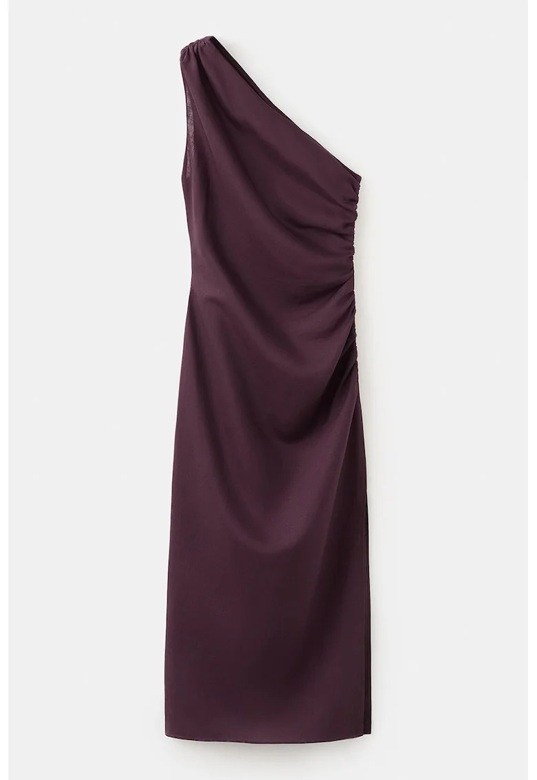 Rochie din lyocell cu decolteu pe un umar, Violet tyrian