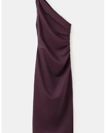 Rochie din lyocell cu decolteu pe un umar, Violet tyrian