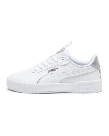 Pantofi sport de piele ecologica Carina 2.0, Alb/Argintiu