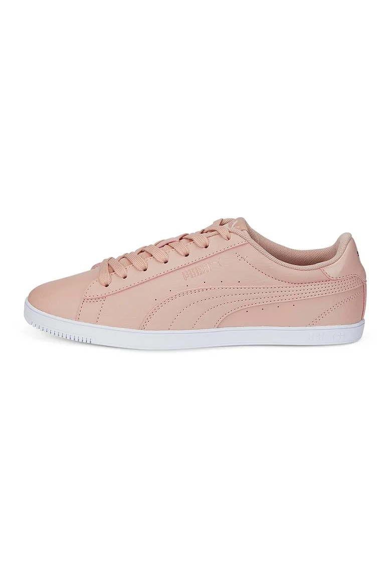 Pantofi sport de piele ecologica cu logo Vikky Lopro, Roz somon/Auriu rose
