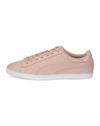 Pantofi sport de piele ecologica cu logo Vikky Lopro, Roz somon/Auriu rose