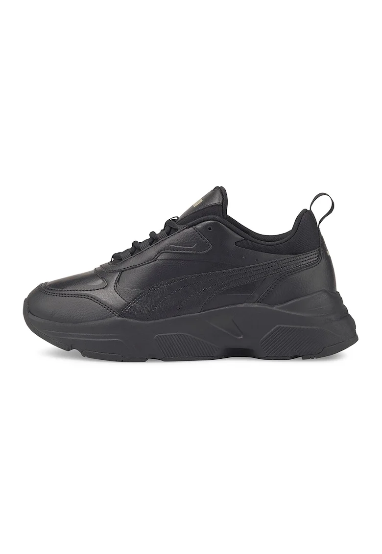 Pantofi sport low-top de piele ecologica Cassia, Auriu/Negru