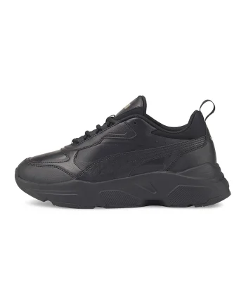 Pantofi sport low-top de piele ecologica Cassia, Auriu/Negru
