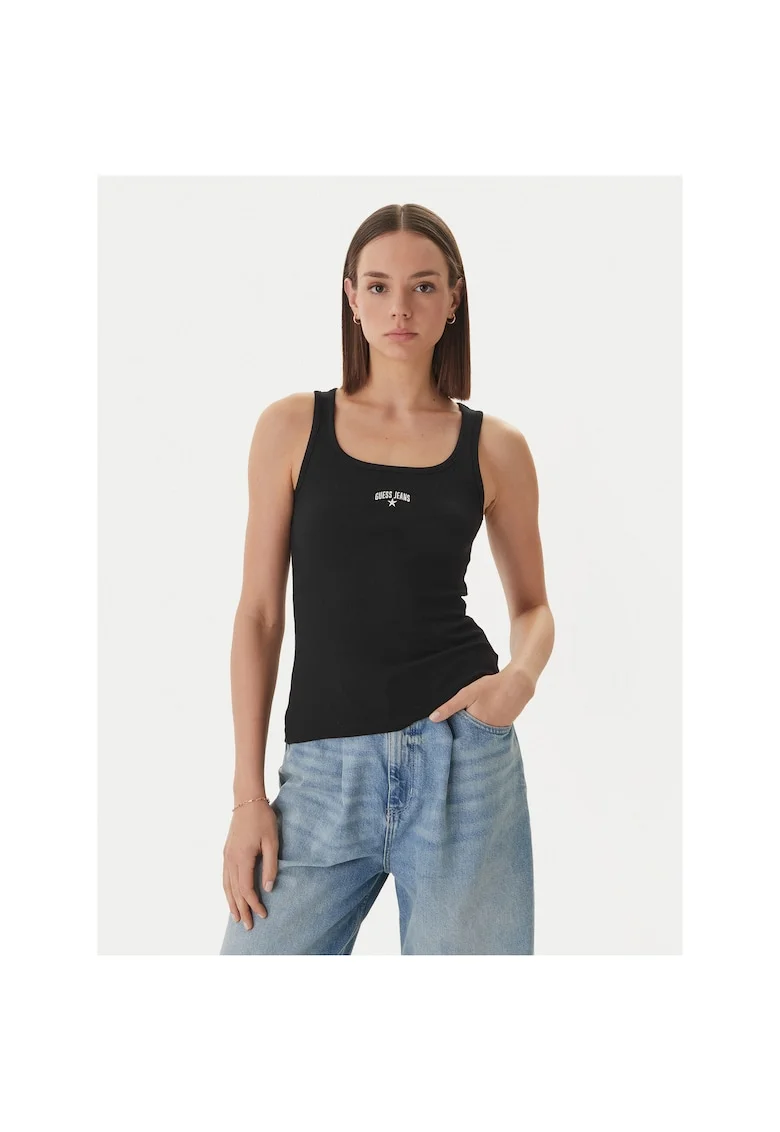 Maiou dama,  Slim fit, Negru, Bumbac,