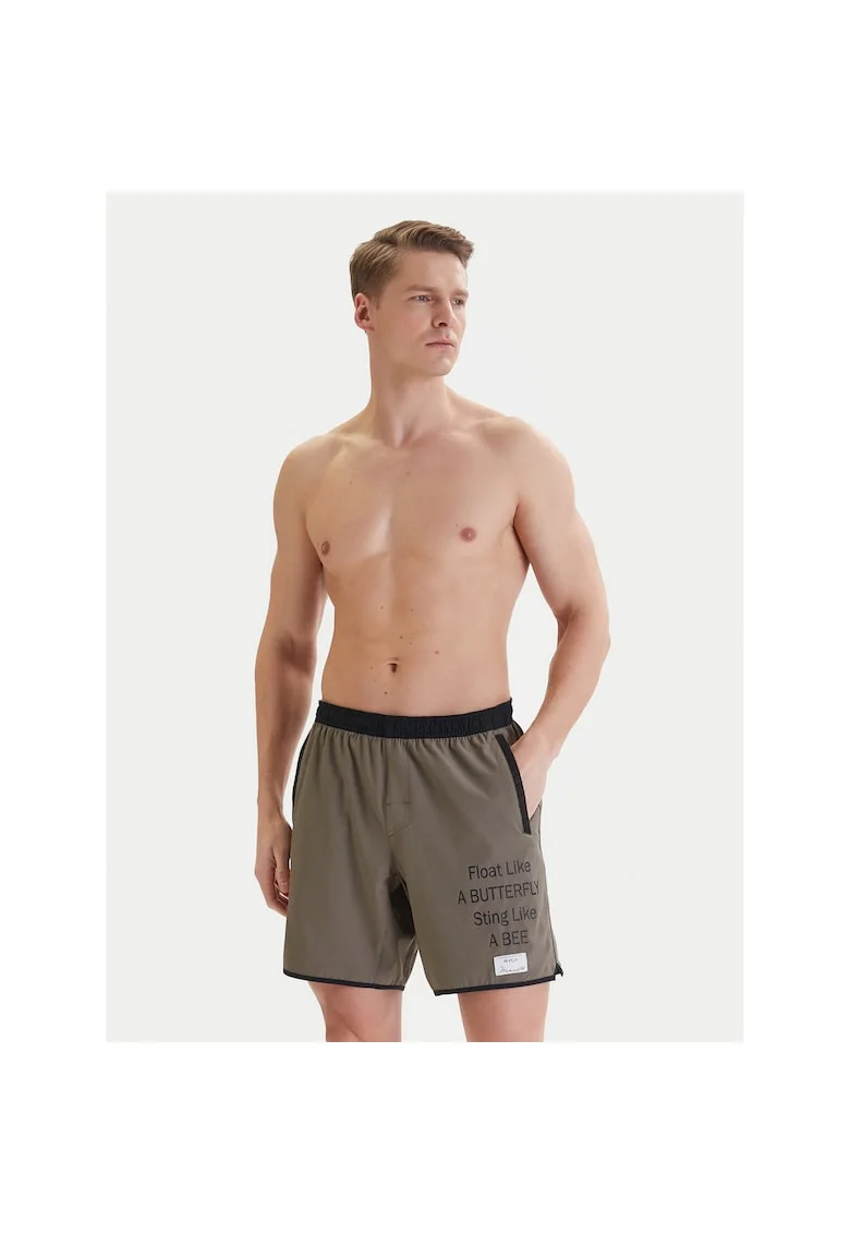 Pantaloni scurti sport barbati,  poliester, maro, 88% poliester, 12% elastan