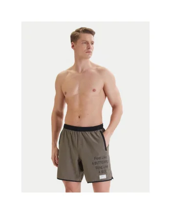 Pantaloni scurti sport barbati,  poliester, maro, 88% poliester, 12% elastan
