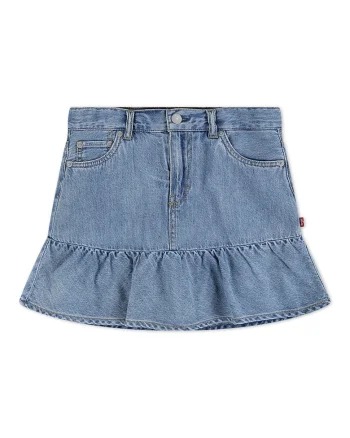 Fusta din denim cu terminatie cu volane, Albastru deschis