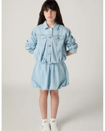 Fusta bufanta din denim, Albastru prafuit