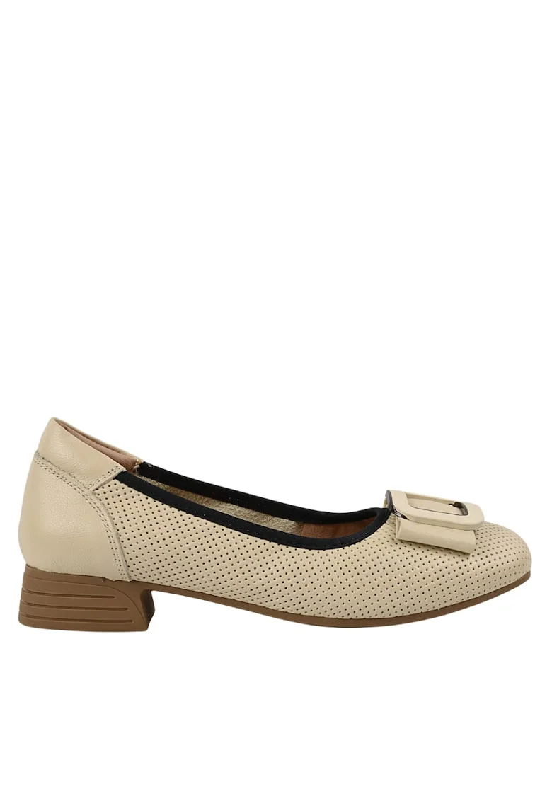 Pantofi casual, dama,  1079 crem, piele naturala Crem, Piele naturala, Crem