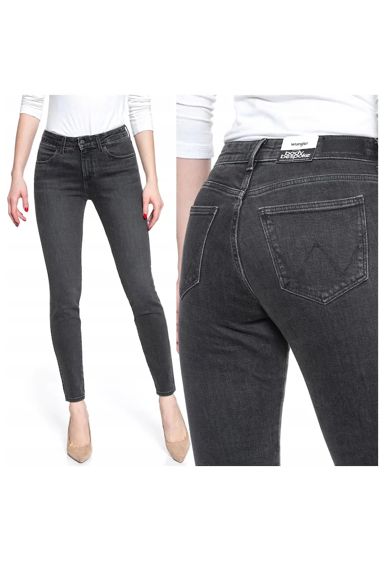 Blugi Dama,  Skinny, Bumbac, Lungi, Negru