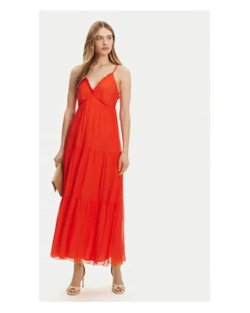 Rochie de vara  portocalie, 70% viscoza, 30% matase, Portocaliu