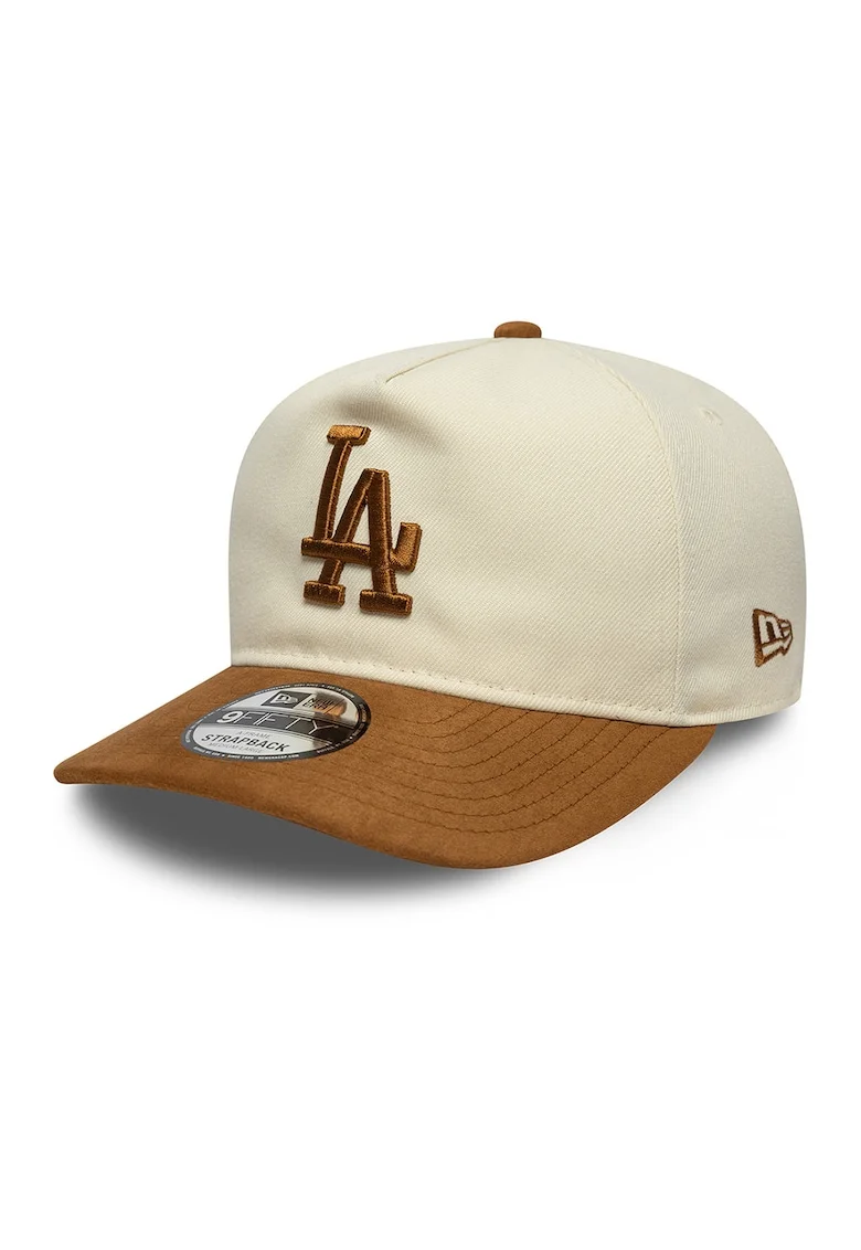 Sapca baseball cu cozoroc din piele intorsa sintetica 9Fifty LA Dodgers, Caramel/Bej deschis