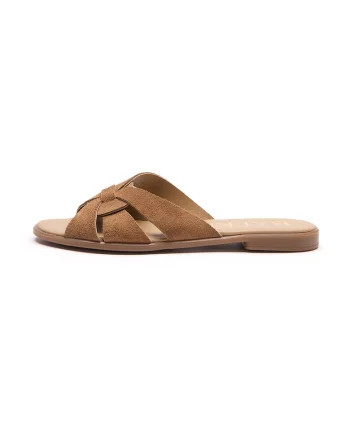 Papuci de piele cu decupaje, Caramel