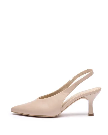 Pantofi slingback din piele, Bej deschis