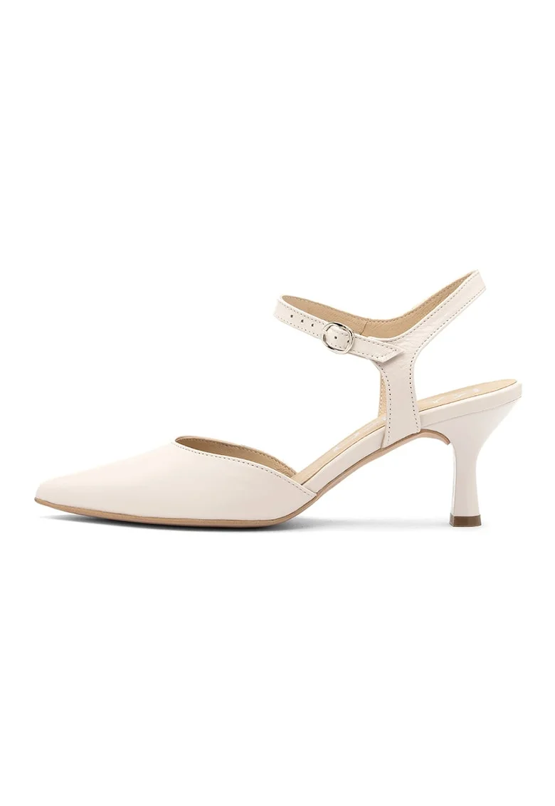 Pantofi din piele cu varf ascutit, Crem