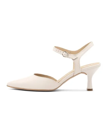 Pantofi din piele cu varf ascutit, Crem