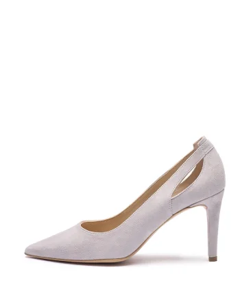 Pantofi stiletto din piele intoarsa cu decupaje Phoebe, Gri deschis