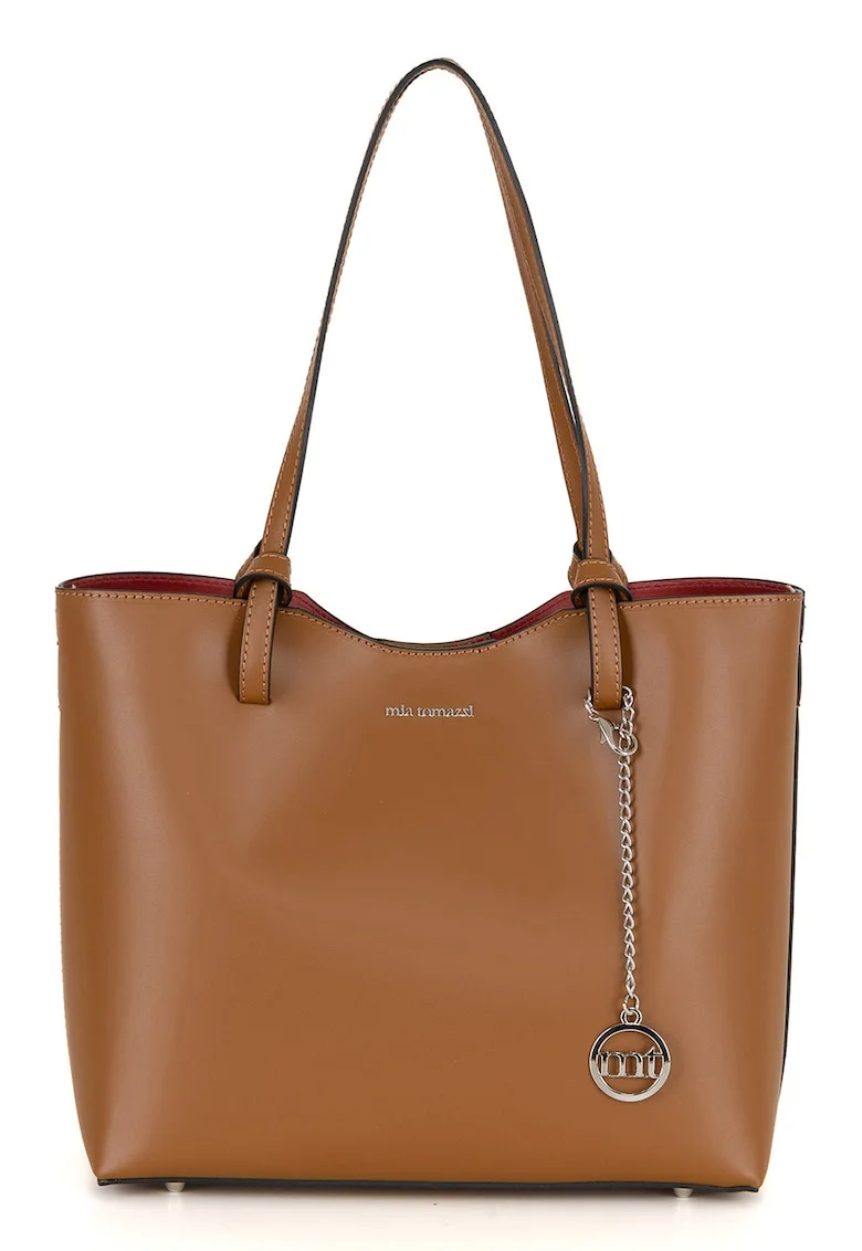 Geanta shopper din piele, Caramel