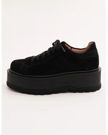 Pantofi flatform de piele intoarsa, Negru