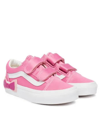 Pantofi sport copii,  velcro, roz/alb, material textil
