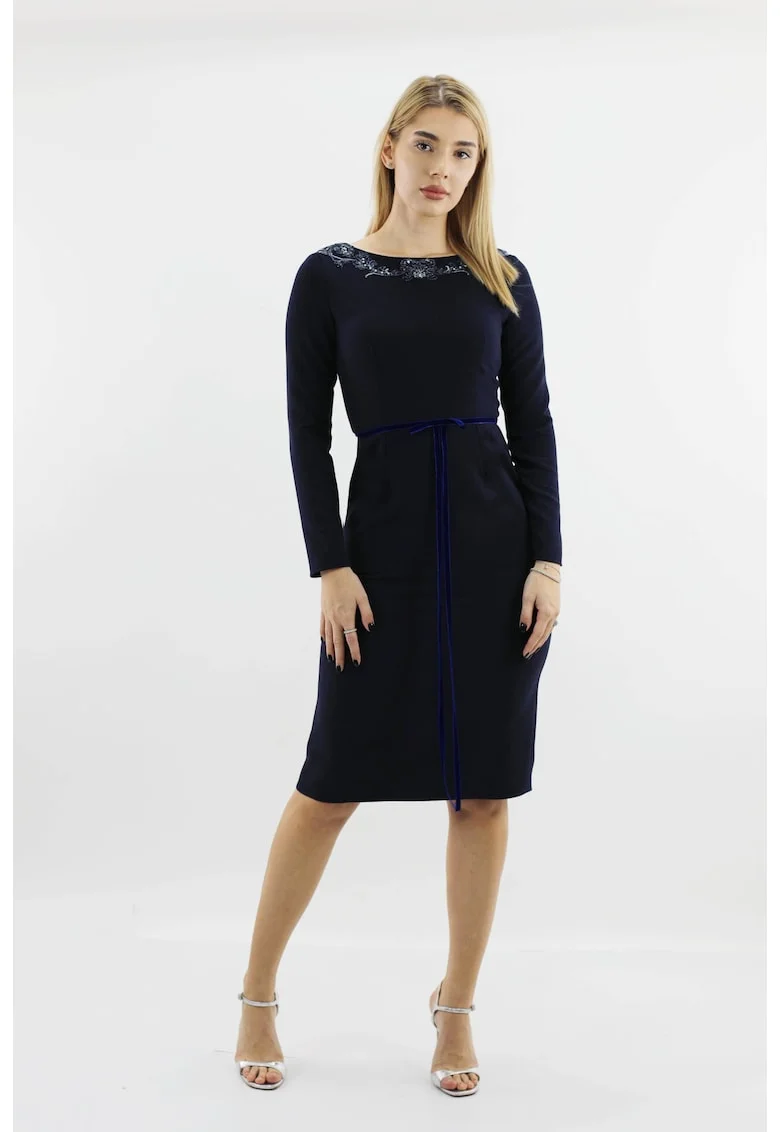 Rochie midi cu broderie AZALEE, Bleumarin