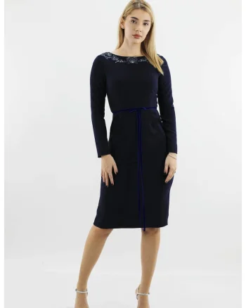 Rochie midi cu broderie AZALEE, Bleumarin