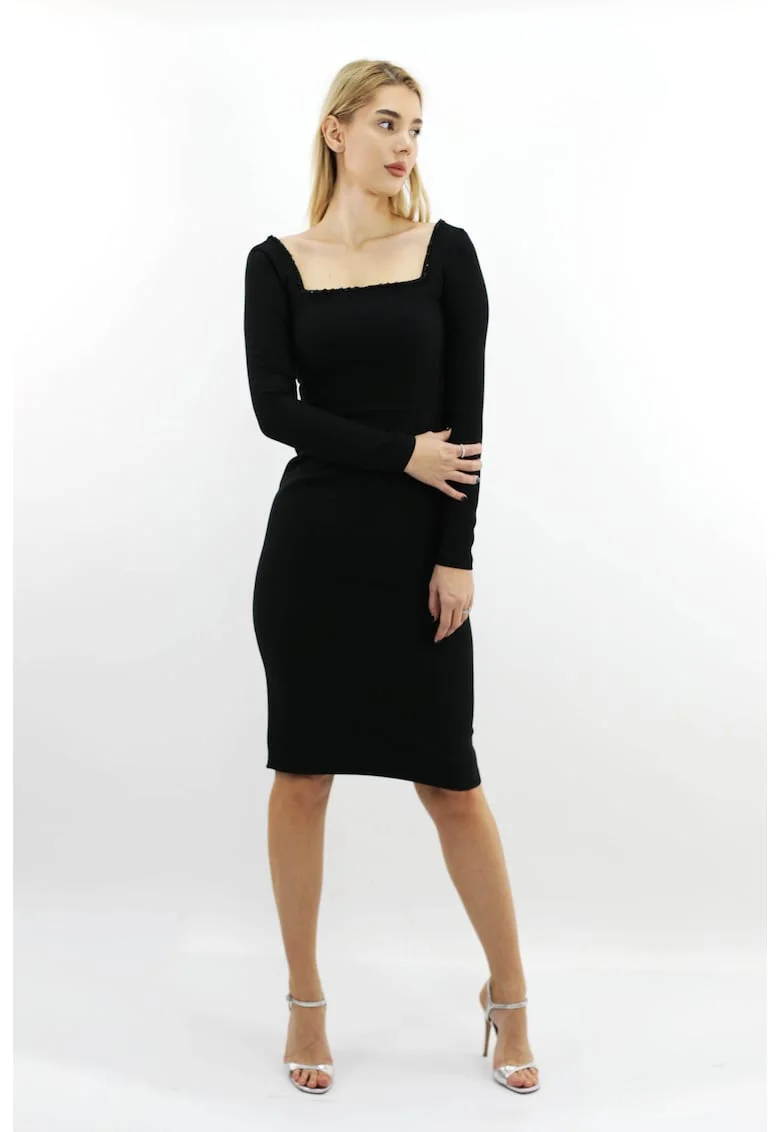 Rochie Midi Cu Broderie DIANA, Negru