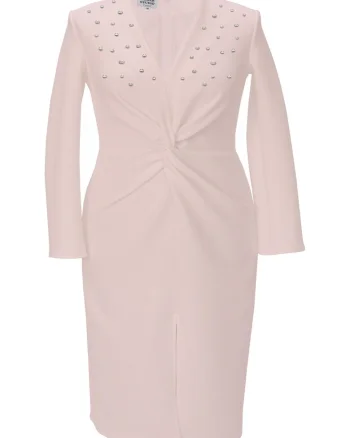 Rochie pe corp cu perle JADE, Roz deschis