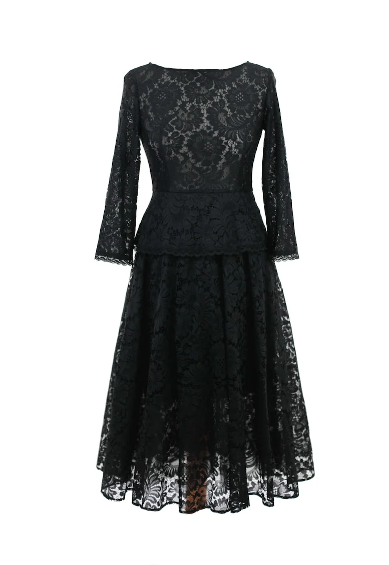 Rochie midi din dantela MINA, Negru