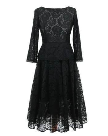 Rochie midi din dantela MINA, Negru