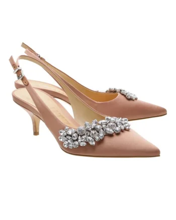 Pantofi  piele, satin, strasuri