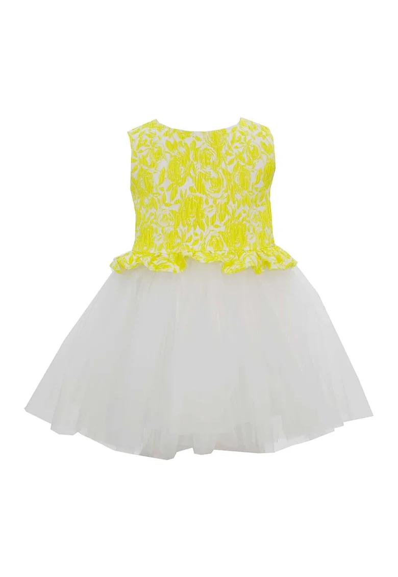 Rochie evazata cu imprimeu floral Hannah, Alb/Galben