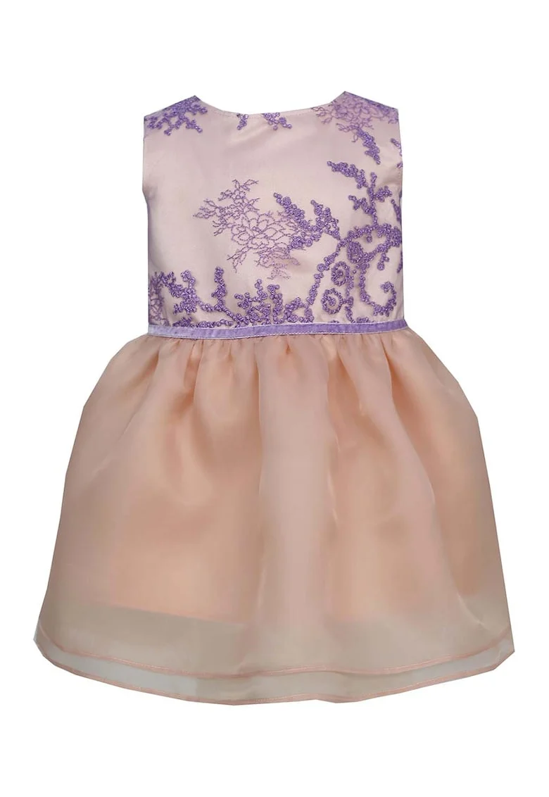 Rochie evazata cu broderii Chantel, Lila/Roz