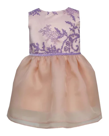 Rochie evazata cu broderii Chantel, Lila/Roz