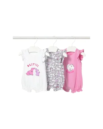 Set salopete Fete,  bumbac, roz, 95% bumbac, 5% elastan