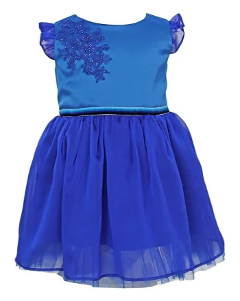 Rochie evazata cu segment de satin Zoey, Albastru royal
