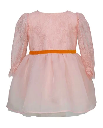 Rochie cu croiala in A si insertii de dantela Emery, Roz