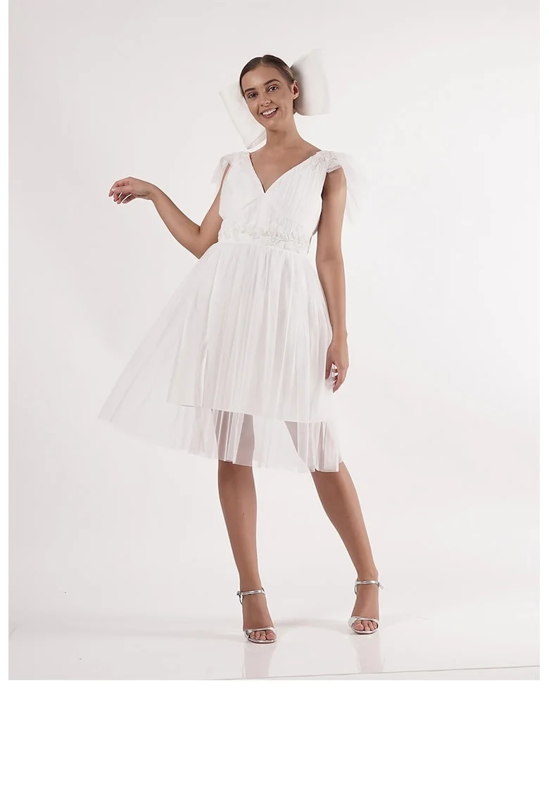 Rochie din tul cu maneci fluture Naryn, Alb