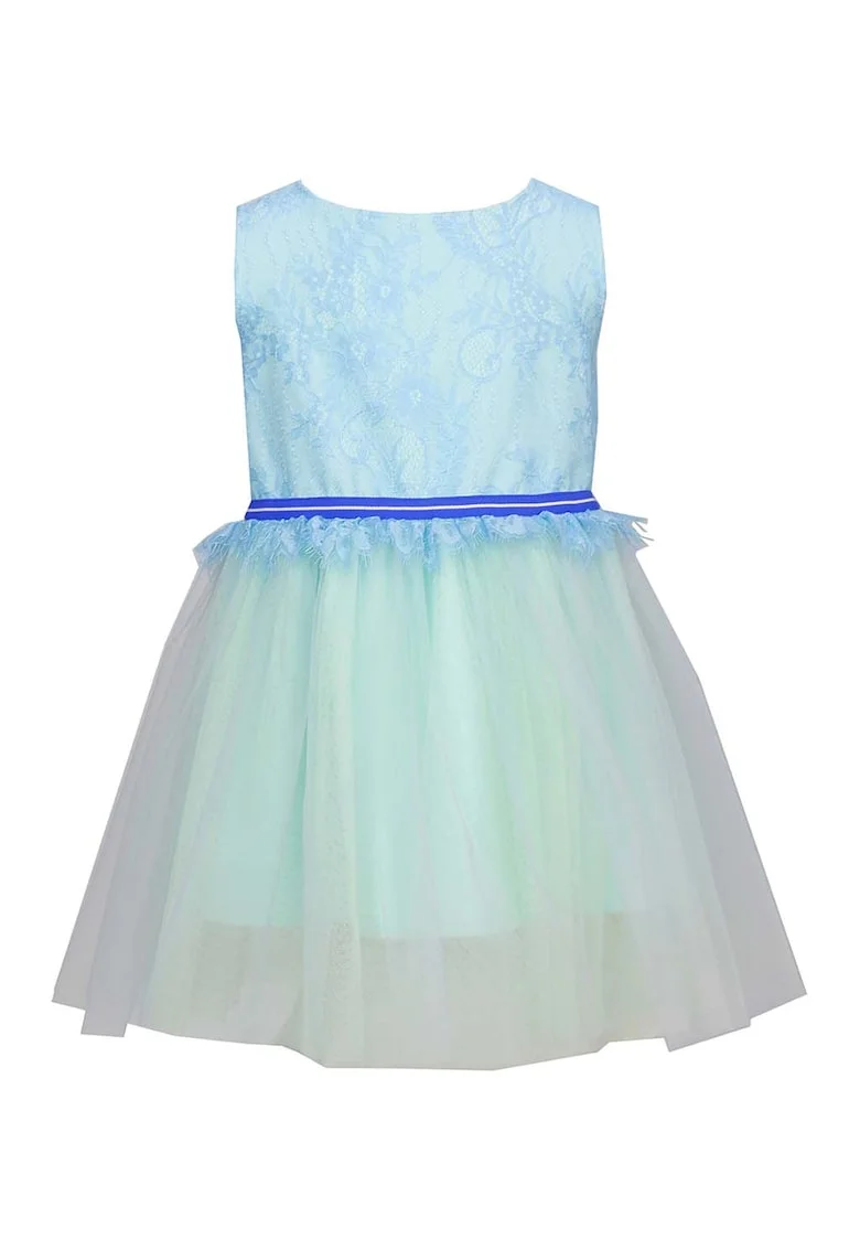 Rochie cu strat exterior de dantela Millie, Albastru aquamarin