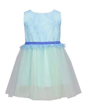 Rochie cu strat exterior de dantela Millie, Albastru aquamarin