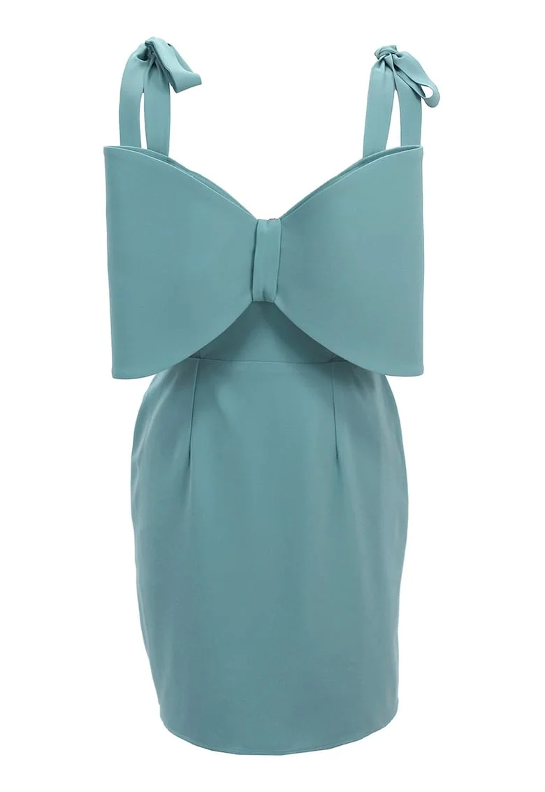 Rochie cambrata cu funda, Albastru