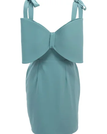 Rochie cambrata cu funda, Albastru
