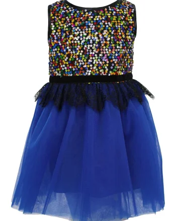 Rochie evazata cu strat exterior de tul Kennedy, Albastru royal