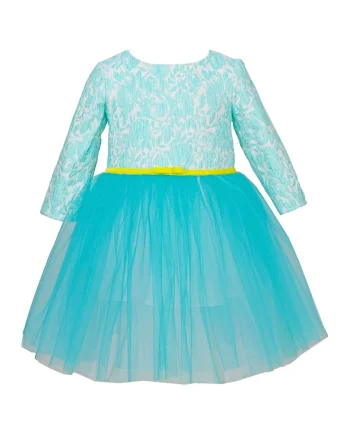 Rochie evazata cu maneci lungi Winnie, Turcoaz