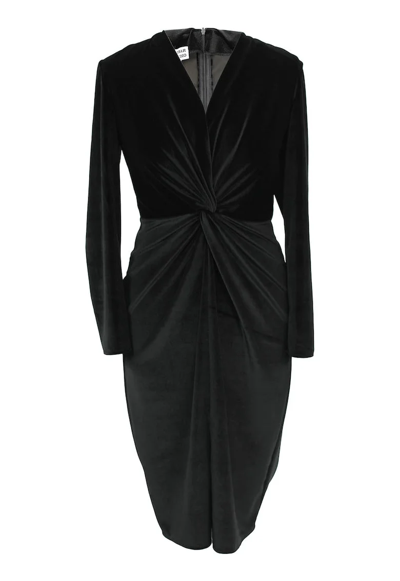 Rochie cambrata cu model rasucit, Negru